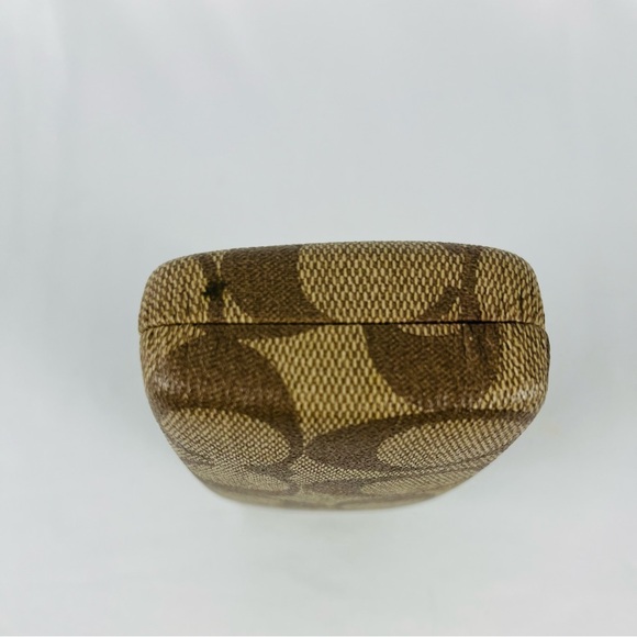 Coach Signature C hard shell sunglasses case faux leather pvc tan brown interior - Picture 6 of 16